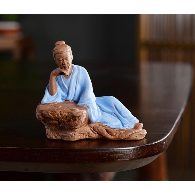 Tượng gốm Khổng minh đánh đàn- Lý bạch ngâm thơ- Đường bá hổ vẽ tranh- ông lão đánh cờ- Tượng Cầm kỳ thi họa