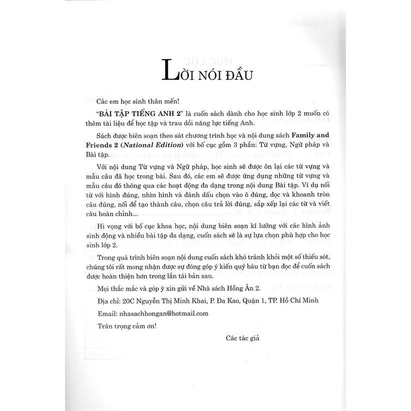 Sách - Bài Tập Tiếng Anh Lớp 2 - Bìa Hồng - Biên Soạn Theo Bộ Sách Family &amp; Friends - National Edition - Hồng Ân