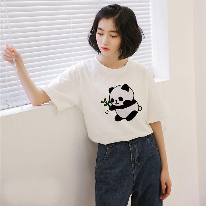Áo Thun Nữ Unisex In Hình Gấu Trúc Cầm Cây Xanh ATN4932 - J.A Shop