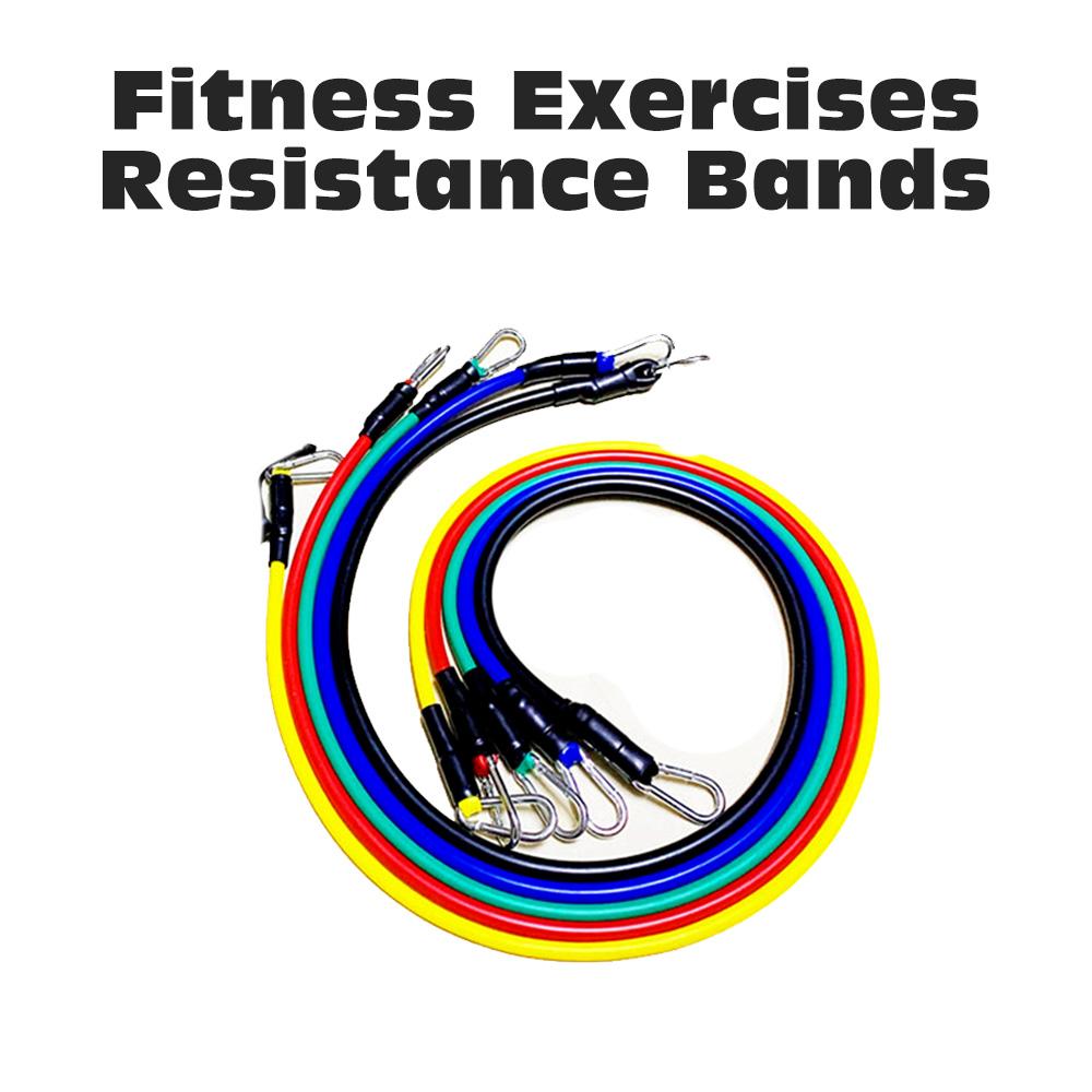 Bộ 11 dây kháng lực đàn hồi ngũ sắc tập gym bằng vật liệu TPE đàn hồi