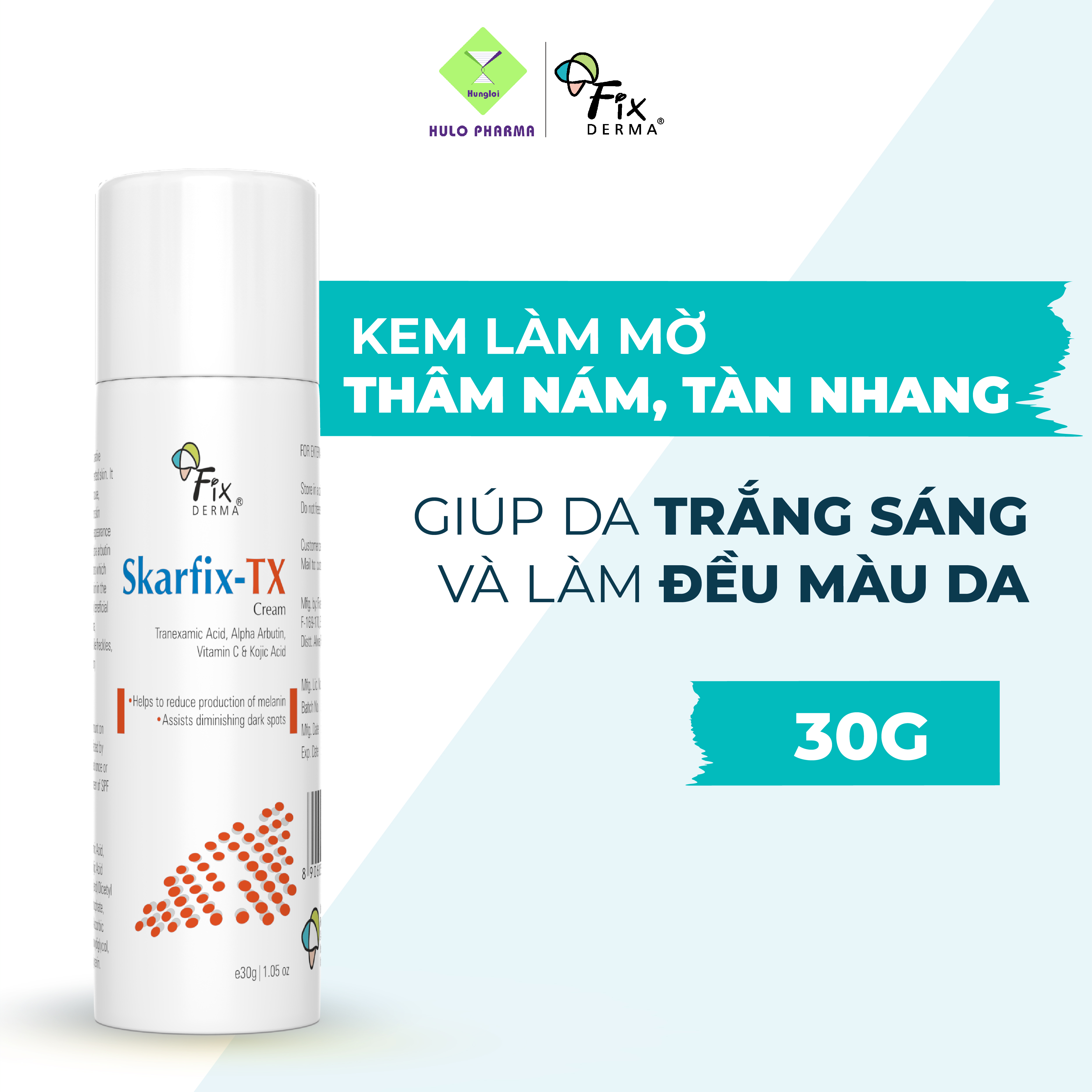 Kem Mờ Thâm Nám FIXDERMA Skarfix - TX Cream Giúp Sáng Da, Loại Bỏ Vết Thâm, Nám, Tàn Nhang, Sẹo, Làm Đều Màu Da 30g