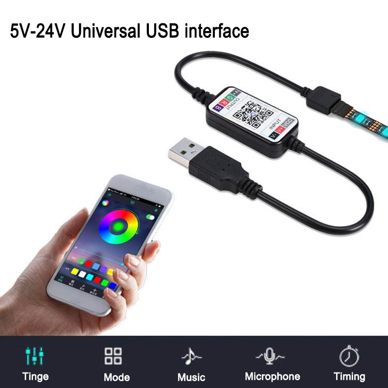 Bộ điều khiển ánh sáng dải LED RGB Ứng dụng Bluetooth điều khiển điều khiển từ xa màu USB không dây 5-24V Đèn điều khiển điện thoại di động thông minh