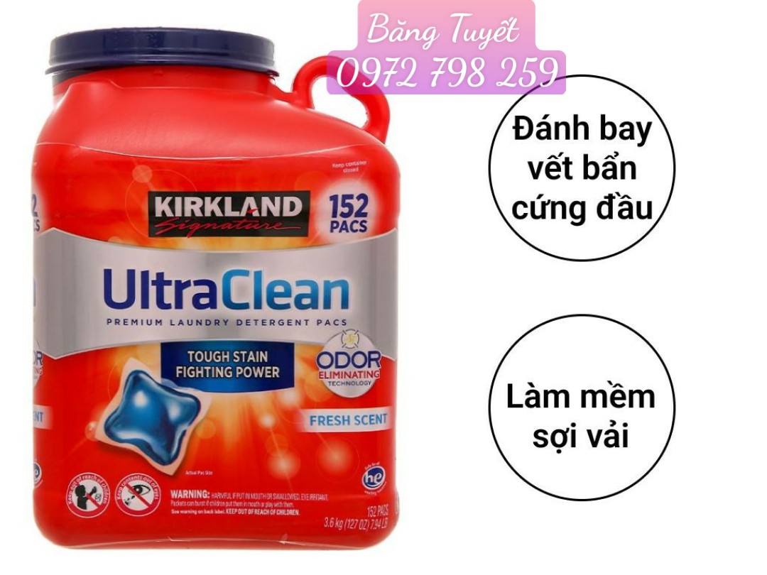 152 VIÊN GIẶT QUẦN ÁO KIRKLAND ULTRA CLEAN MỸ