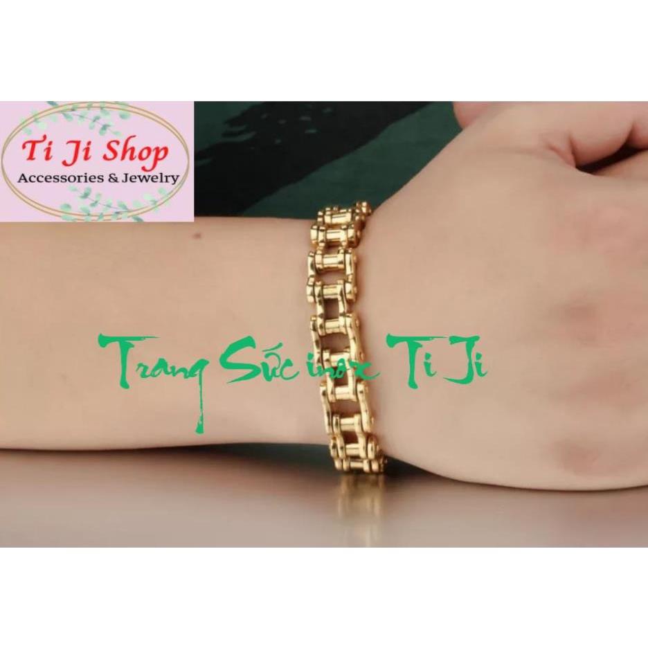 LẮC TAY NAM XÍCH SÊN XE INOX ĐẸP ĐỘC CÁ TÍNH MÀU VÀNG  đẳng cấp sang trọng