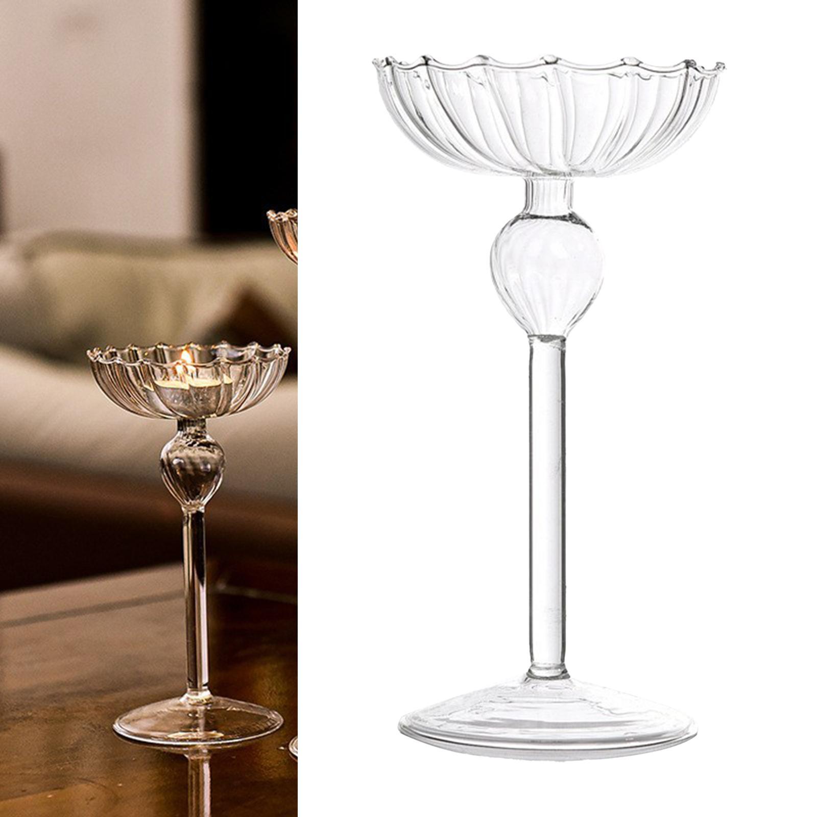 2Pcs Tealight Candle Holders Glass Candlestick Holders Table Centerpiece