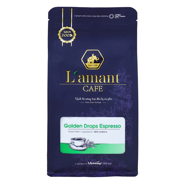 Cà phê nguyên chất L'amant Golden Drop rang nguyên hạt dùng pha máy 250gr