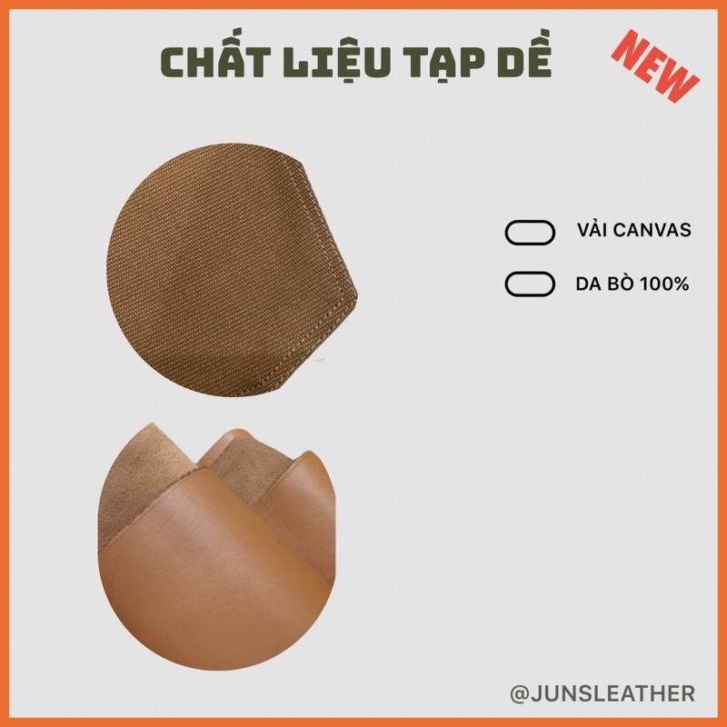 Tạp dề pha chế vải canvas dây da của Junsleather phối da bò cao cấp dành cho Barista/Bartender quán cà phê