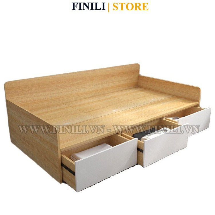 [FREESHIP] Giường phẳng thông minh FINILI, giường phòng khách 3 ngăn kéo gỗ MDF melamine FLNO2046