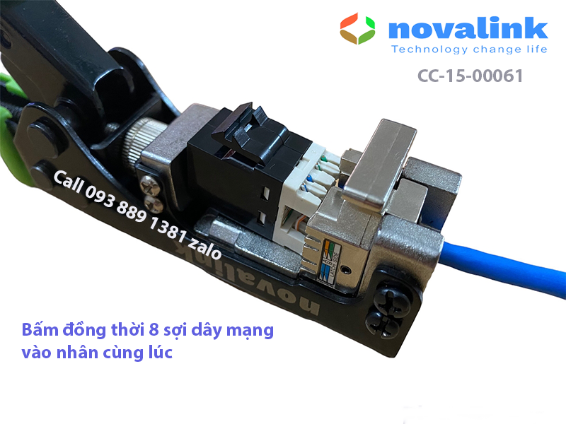 Kìm bấm nhân mạng 8 sợi Novalink CC-15-00061, bấm 1 lần 8 sợi dây mạng cùng lúc, dùng cho nhân mạng Commscope, hàng nhập khẩu chính hãng