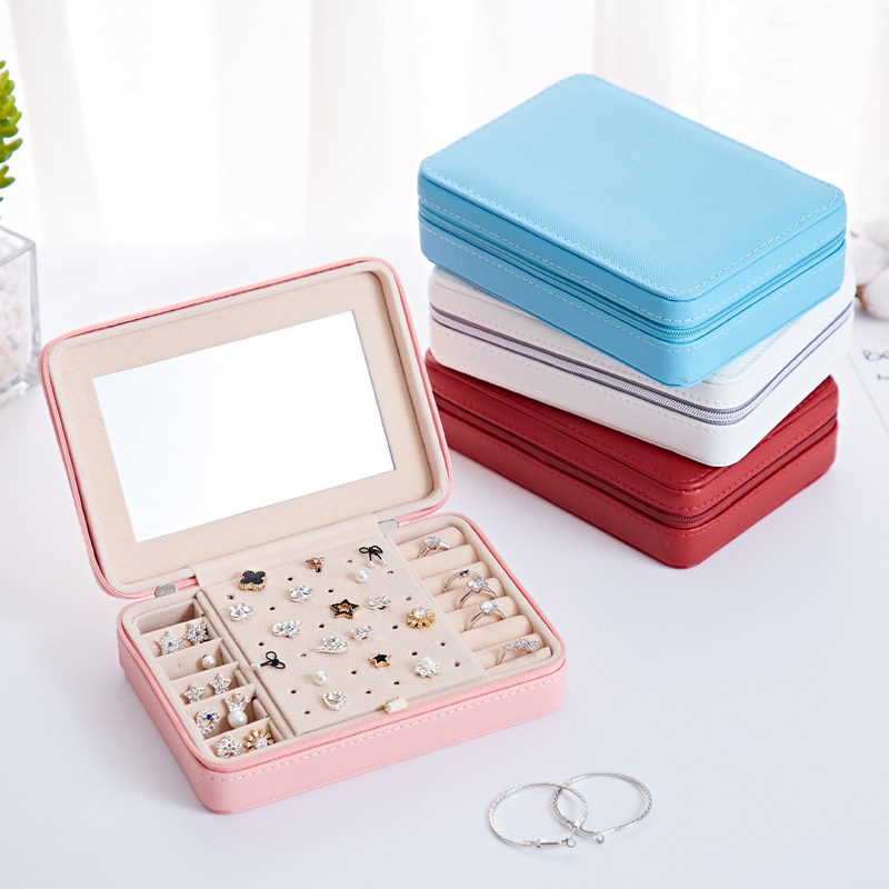Hộp đựng trang sức 2 tầng Bọc Da PU chống thấm nước 17x12x5cm Cao Cấp