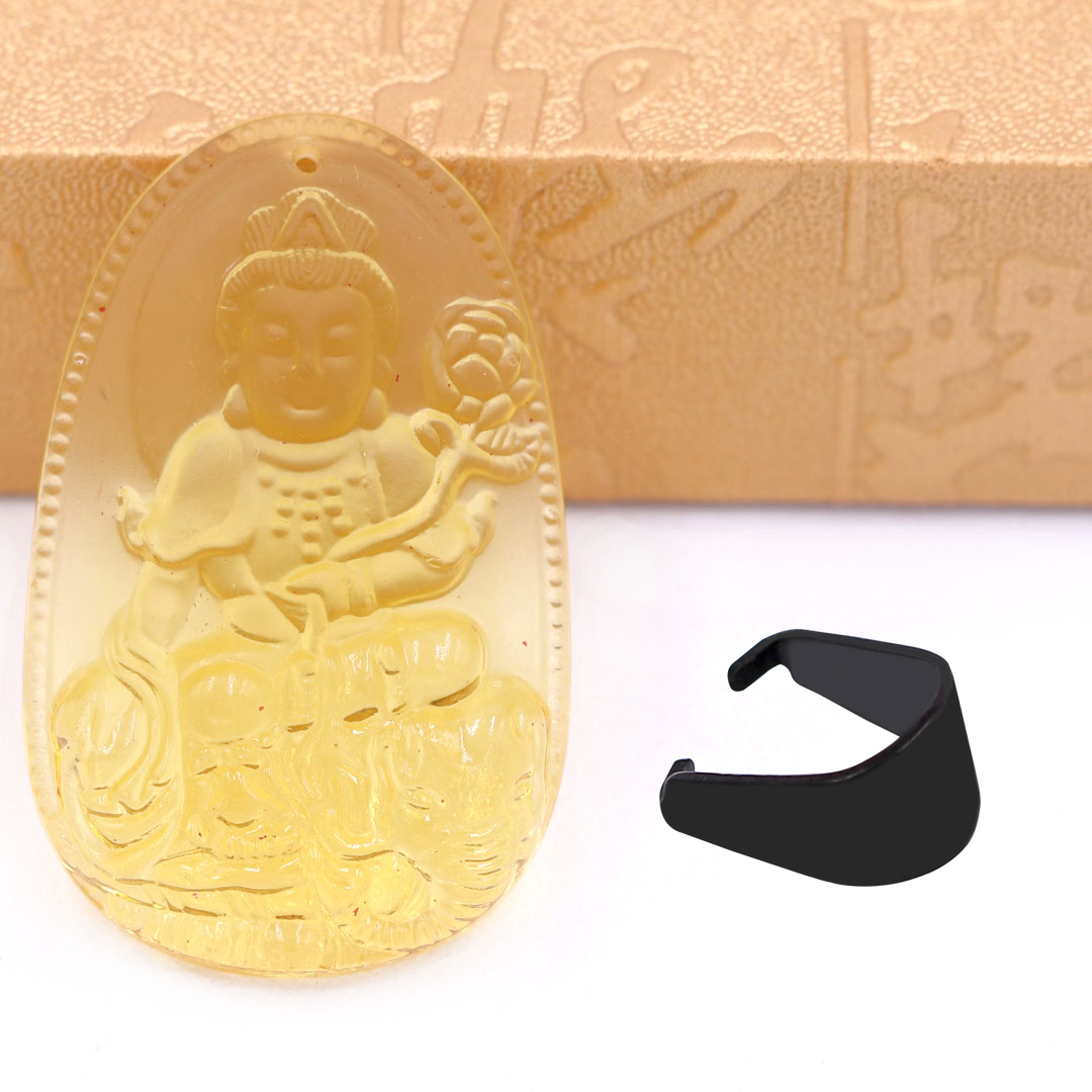Mặt Dây Chuyền Phật Phổ Hiền Bồ Tát Đá Pha Lê Vàng Size Nhỏ 3.6cm & Size Lớn 5cm - Tặng Kèm Móc Inox - Phong Thủy 868 - May Mắn - Bình An