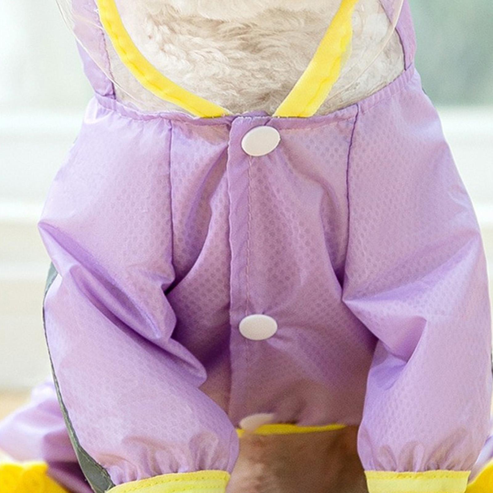 Fashion Hooded Pet Dog Raincoat, Lightweight Dog Rain Jacket Button Closure Rain Poncho with Reflective Strip for Small Medium Large Dogs