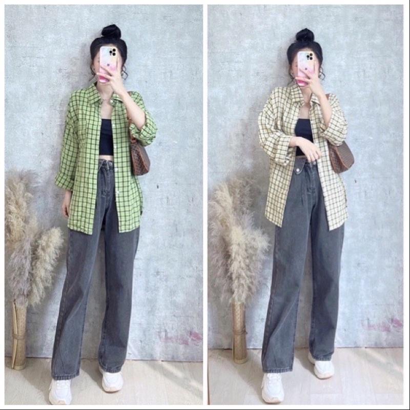 Áo sơ mi caro kẻ ô 4 màu xinh Lovi