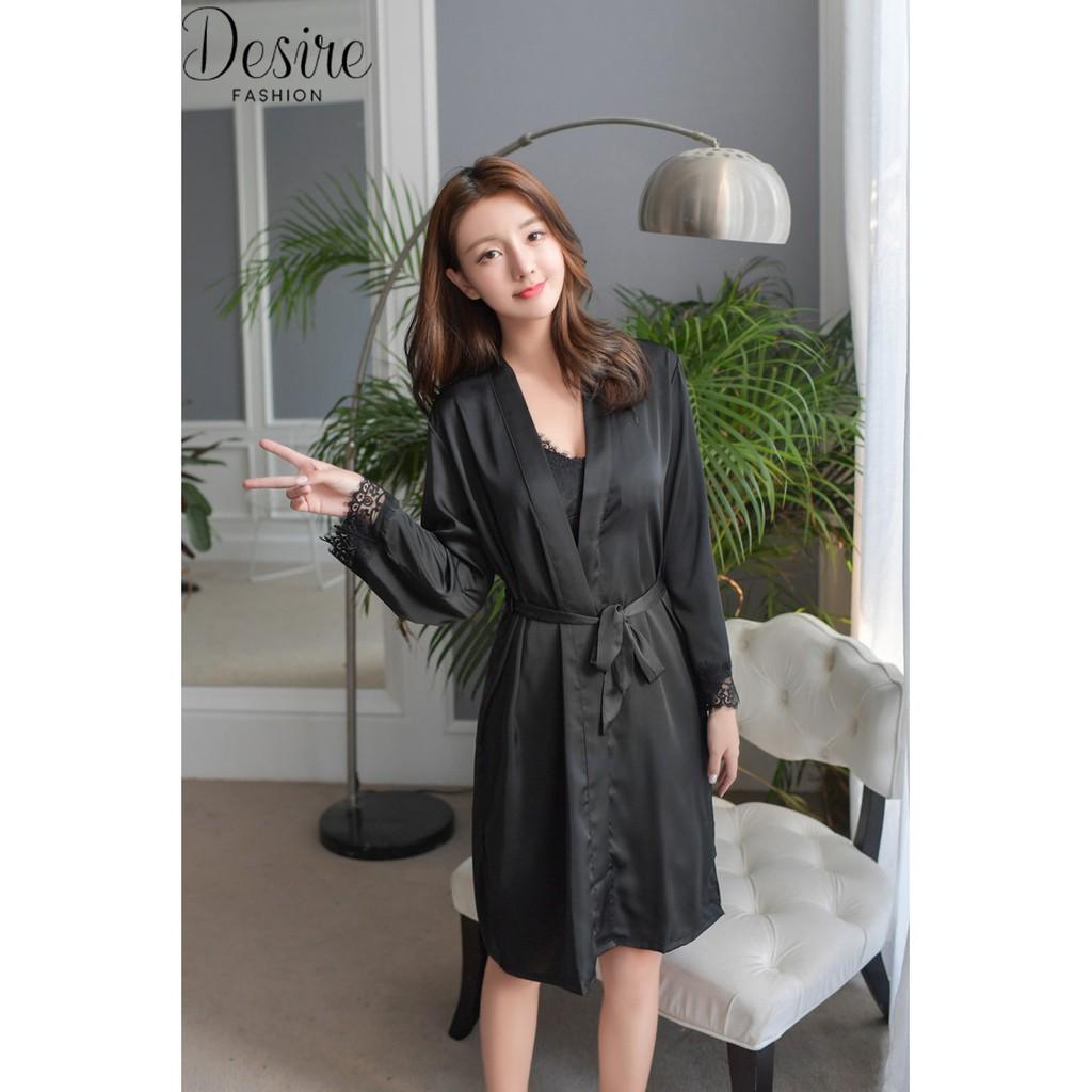 Set lụa ba món váy lụa, áo choàng, thắt lưng sang trọng