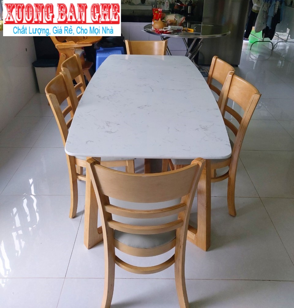 Free ship Bộ bàn ăn 6 ghế mặt đá ceramic :hcm biên hòa BD