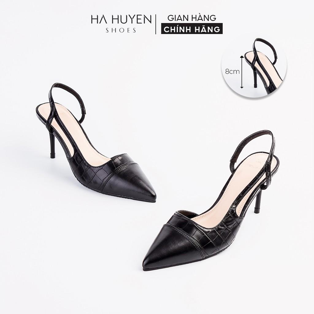 Giày cao gót nữ Hà Huyền Shoes mũi nhọn captoe quai đan hông chân gót nhọn 8 phân - CG490