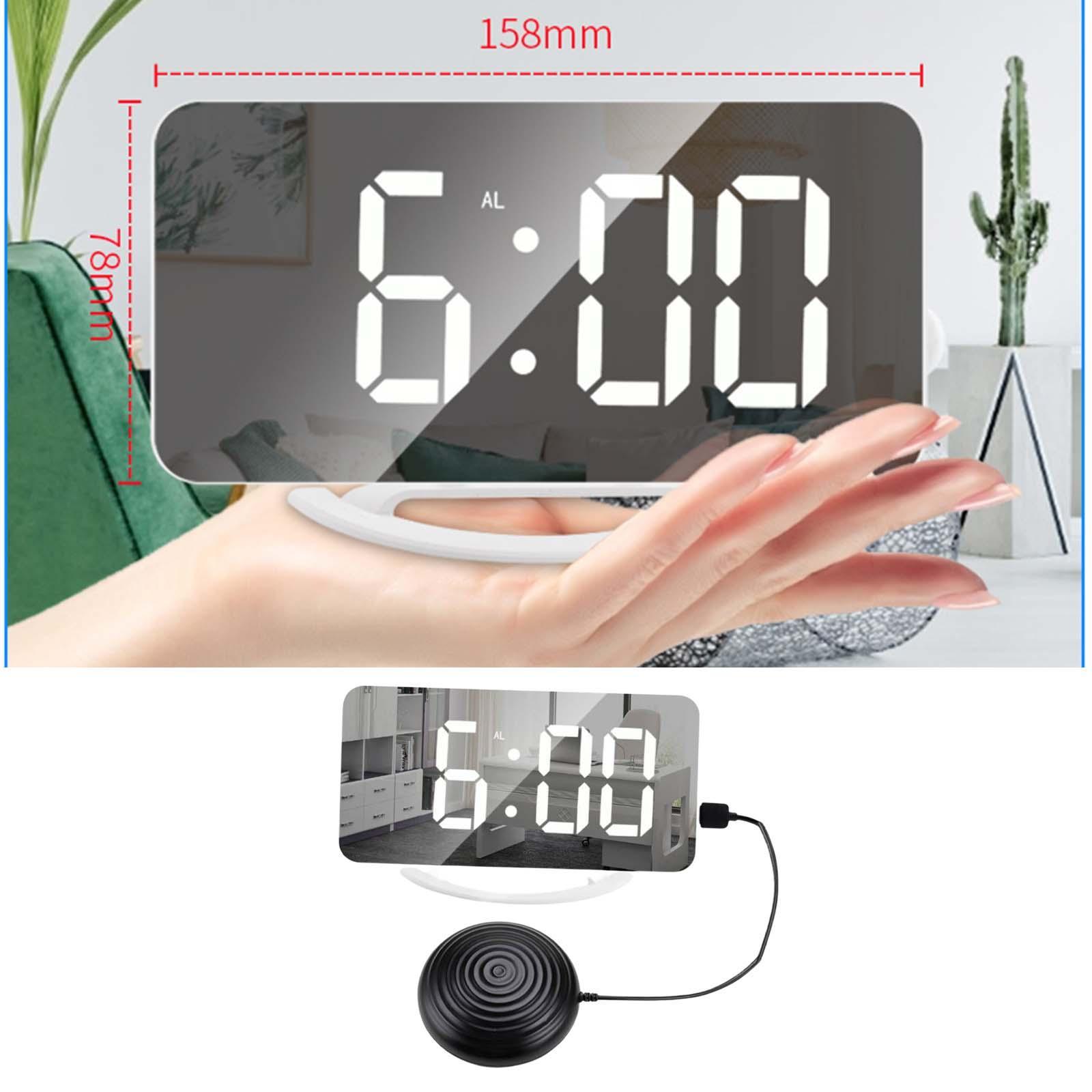 12/24H Loud Alarm Clock Vibrating USB Powered Night Mode Bedroom Seniors