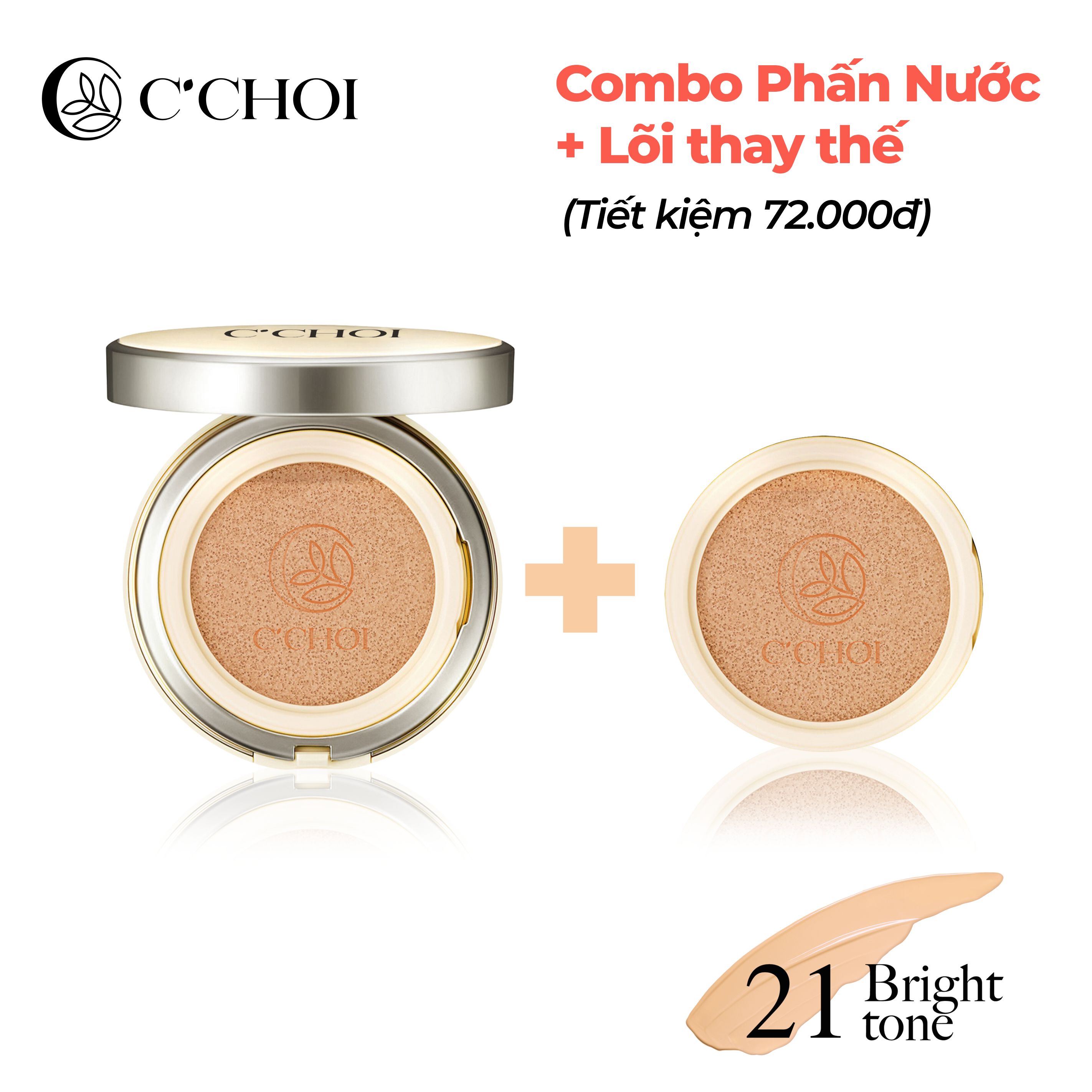 Combo Phấn Nước + Lõi Herbal DD Cushion 15g x 2, SPF 50 