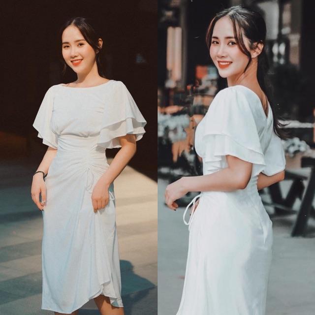 Đầm maxi tay rũ rút thân TKN