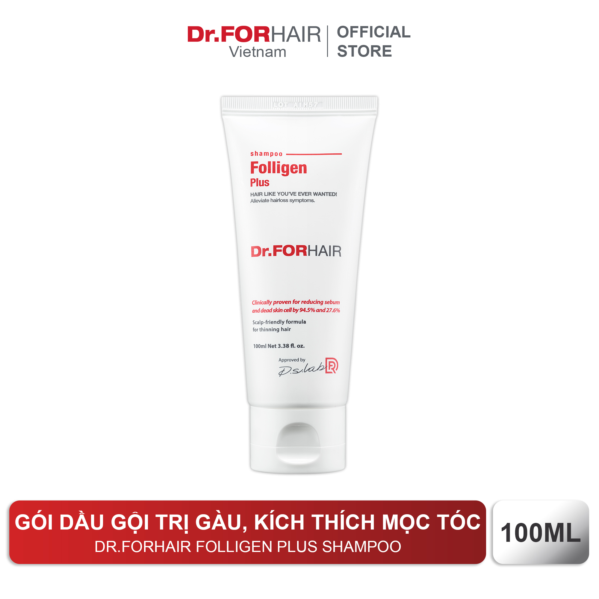 Dầu gội đầu ngăn rụng tóc kích thích mọc tóc Dr.FORHAIR Folligen Plus Shampoo 100ml