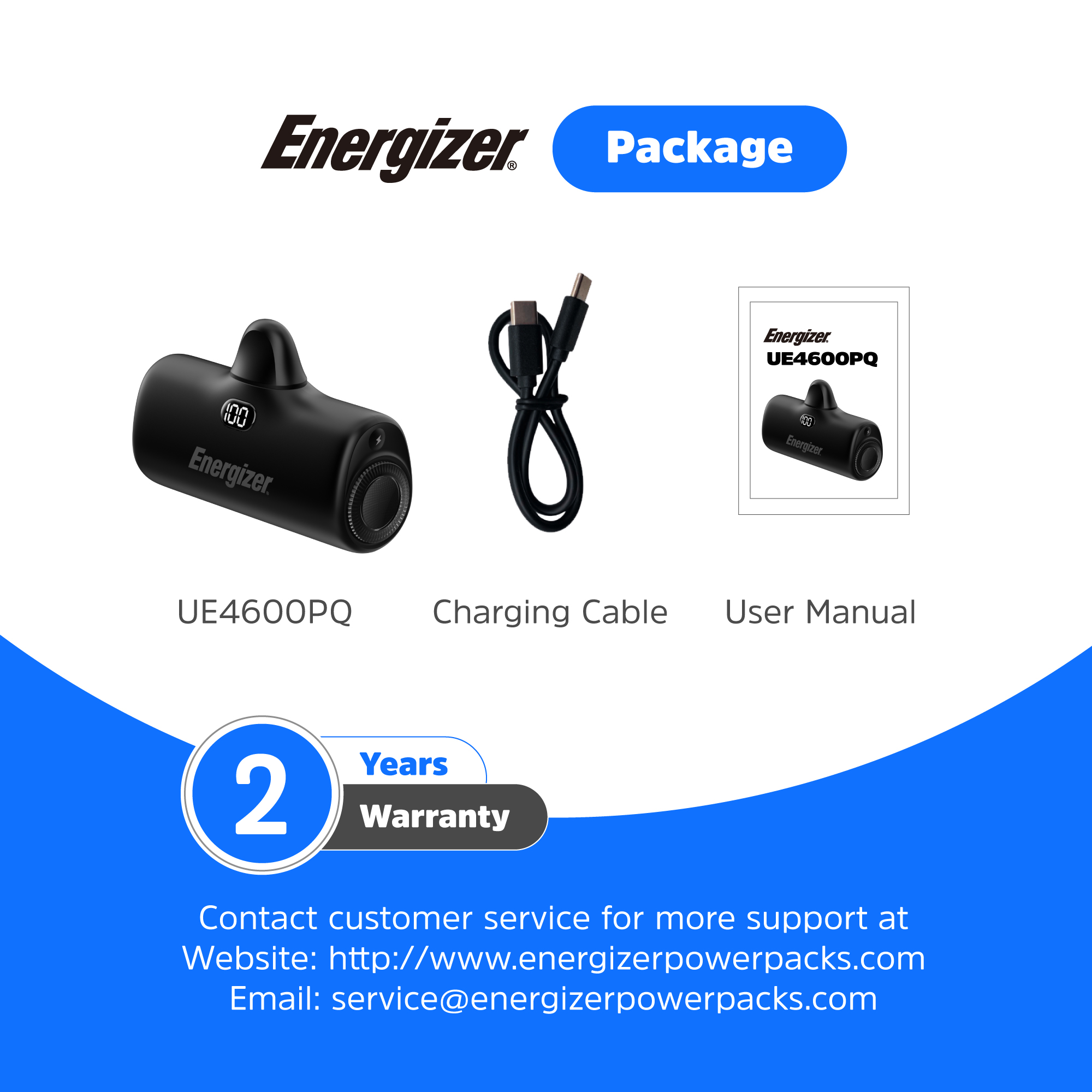 Sạc dự phòng Energizer 4,600mAh 3.6V Li-ion UE4600PQBK,Sạc nhanh PD 22.5W, bảo hành 24 tháng 1 đổi 1 - Hàng chính hãng