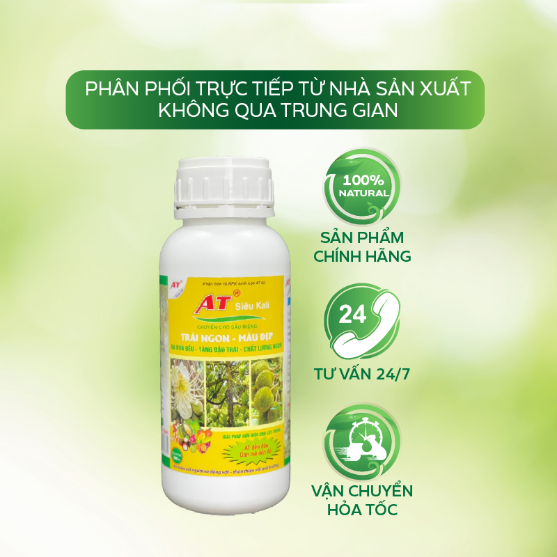 Phân Bón Hữu Cơ AT Siêu Kali Sầu Riêng 500ml Kích Ra Hoa Đều, Tăng Đậu Trái, Chất Lượng Ngon, Mã Đẹp, Tăng Năng Suất
