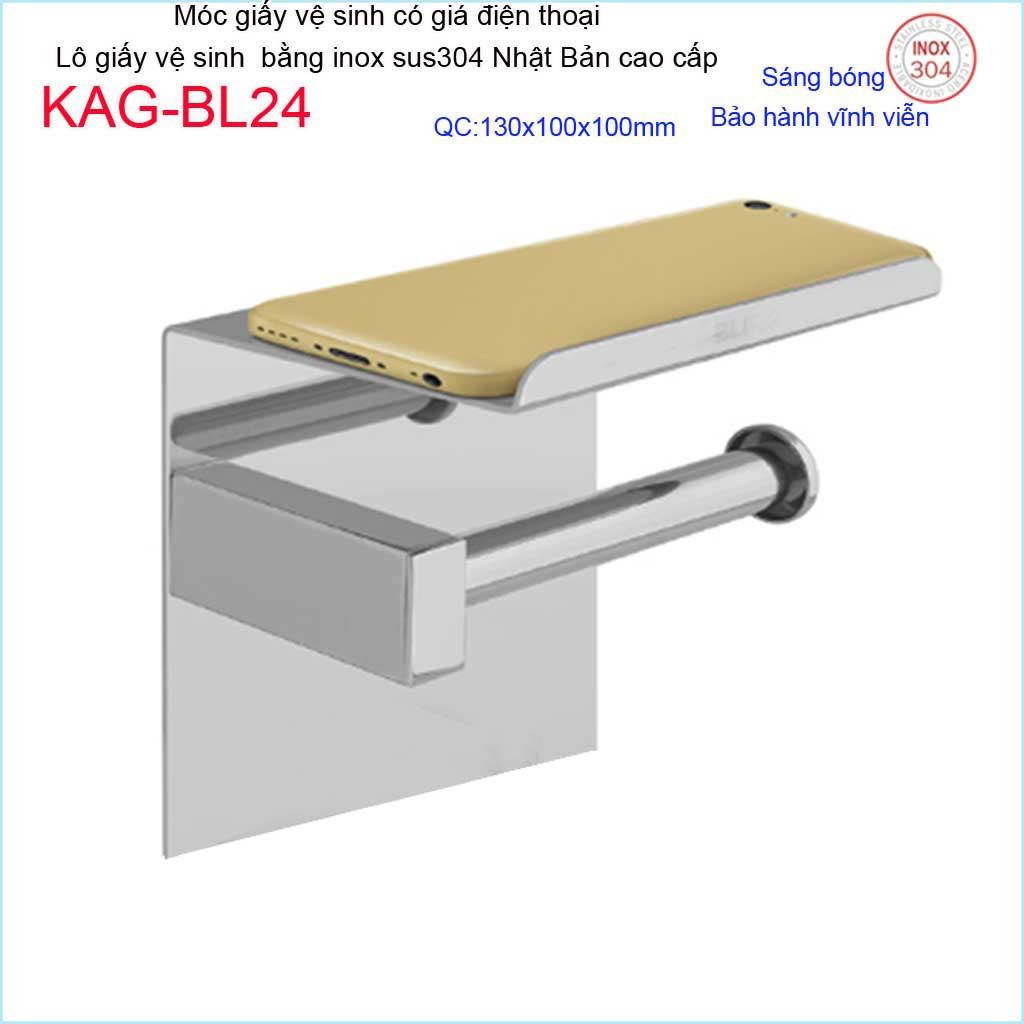 Móc giấy vệ sinh có giá đỡ điện thoại, Phụ kiện phòng tắm cao cấp Kace, kệ để giấy 304 Nhật Bản KAG-BL24