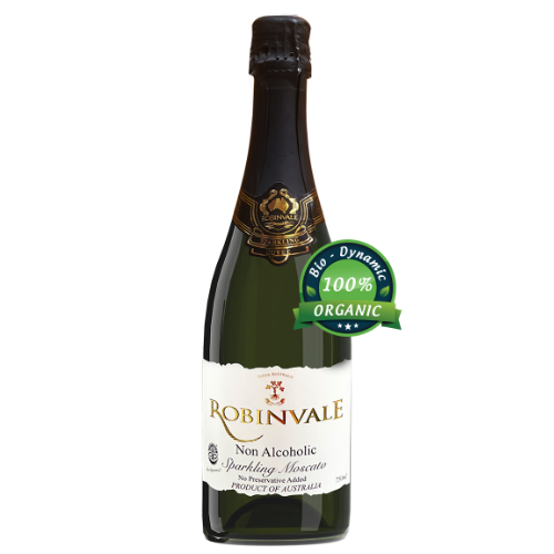 Vang sủi Robinvale Grape Sparkling 750ml - Không Cồn Organic - Moscato (Nho Trắng)