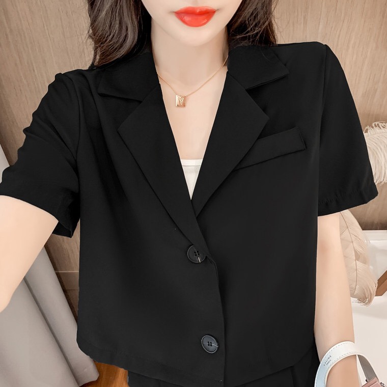 Áo Blazer Nữ Croptop Ngắn Tay Áo khoác Vest cộc nữ Chất Tuyết Mưa Cao Cấp Hàng Thiết Kế Tay Lỡ Dáng Ngắn Hàn Quốc