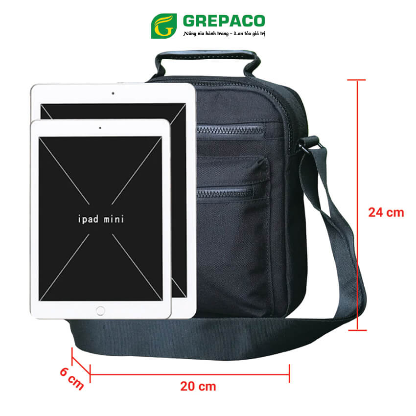 Túi Đeo Chéo Grepaco Nam Nữ Unisex Vải Bố Canvas Thời Trang Hàn Quốc Đa Năng Đựng Điện Thoại Máy Tính Bảng Mini Chống Thấm Xước Nhiều Ngăn Khóa Kéo YKK, Phù Hợp Nhiều Kiểu Xách Đeo Khác Nhau - Hàng Chính Hãng