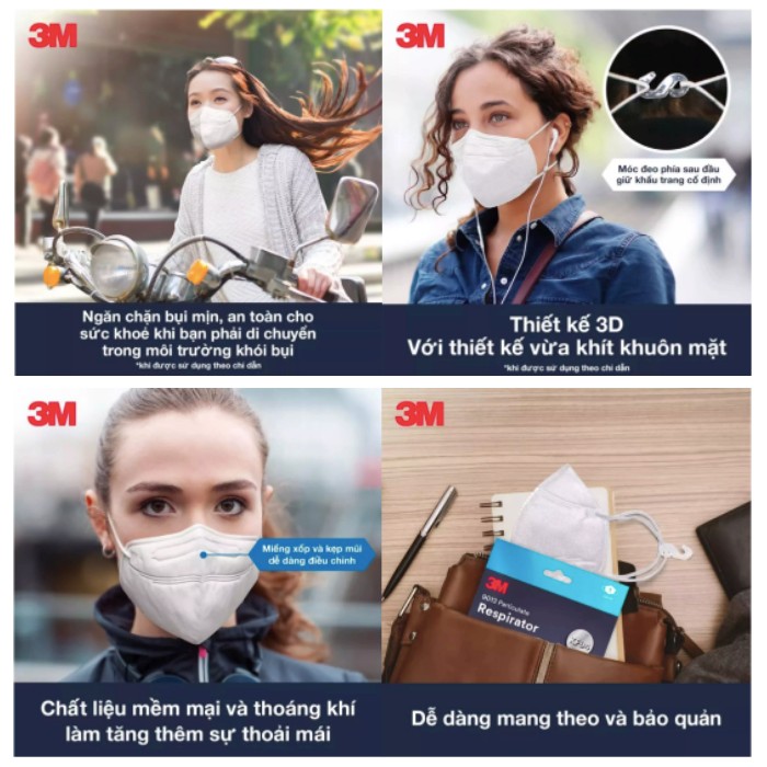 Khẩu Trang 3M KF94 9013 | 3M KN95 9513 Đạt Chuẩn FDA Lọc &gt;95% Bụi Mịn PM2.5 Nhập Khẩu Hàn Quốc - Hàng Chính Hãng 3M - Khẩu Trang Y Tế Chuẩn 3D Mask, Thiết Kế Thoải Mái Khi Đeo