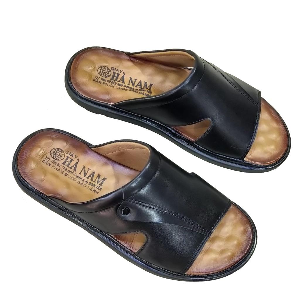 Dép nam quai ngang da bò thật HÀ NAM cao cấp DNA2202