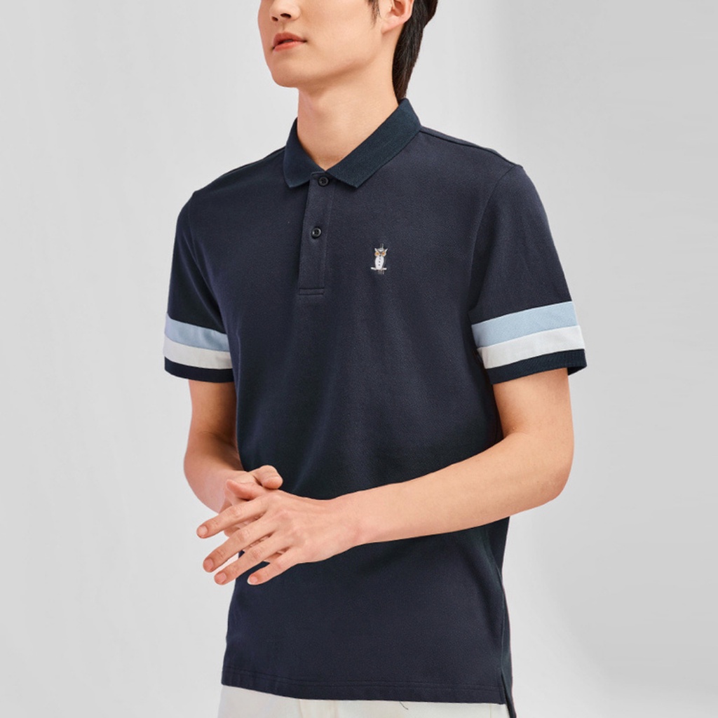 Áo Polo nam cổ bẻ ngắn tay phối kẻ vải cvc cá sấu-tsstore95
