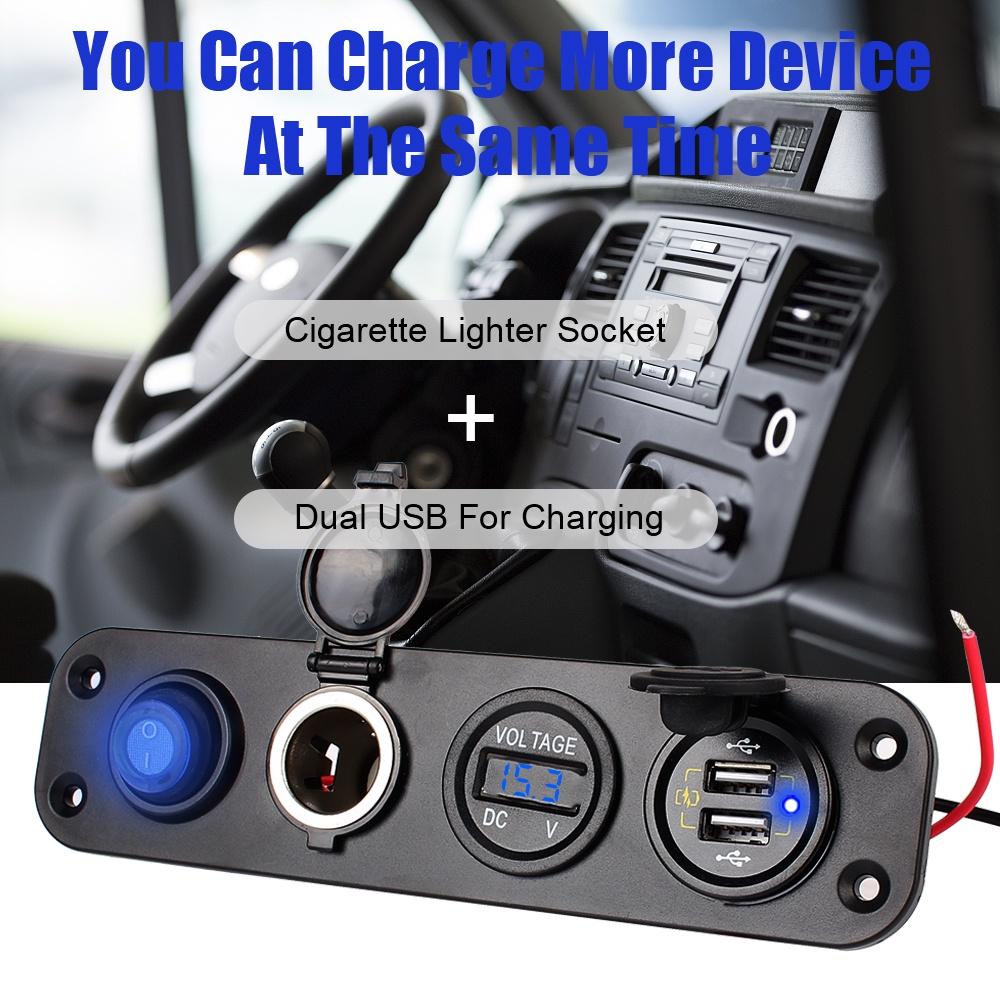 Tẩu sạc hai cổng USB QC 3.0 chống nước chống bụi cho xe hơi/xe tải/tàu thuyền
