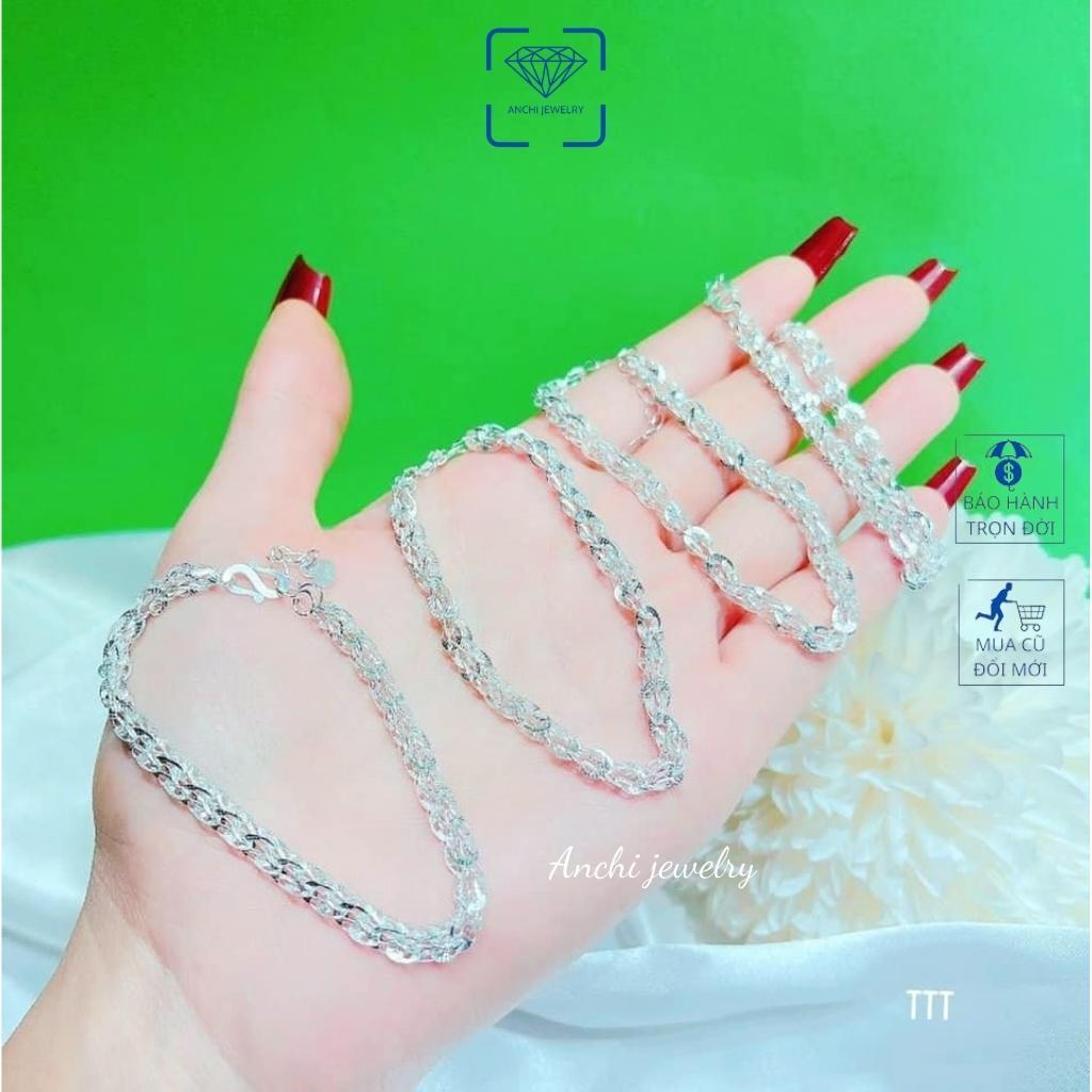 Vòng tay bạc nữ 925 lấp lánh đơn giản, cá tính ANCHI JEWELRY - 0150