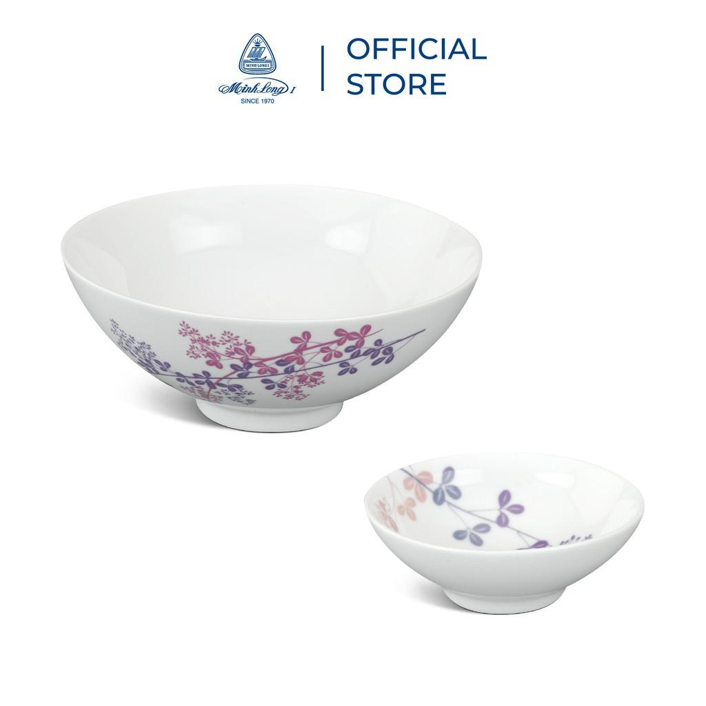 Bộ chén dĩa sứ Minh Long 24 sản phẩm - daisy - cỏ Tím