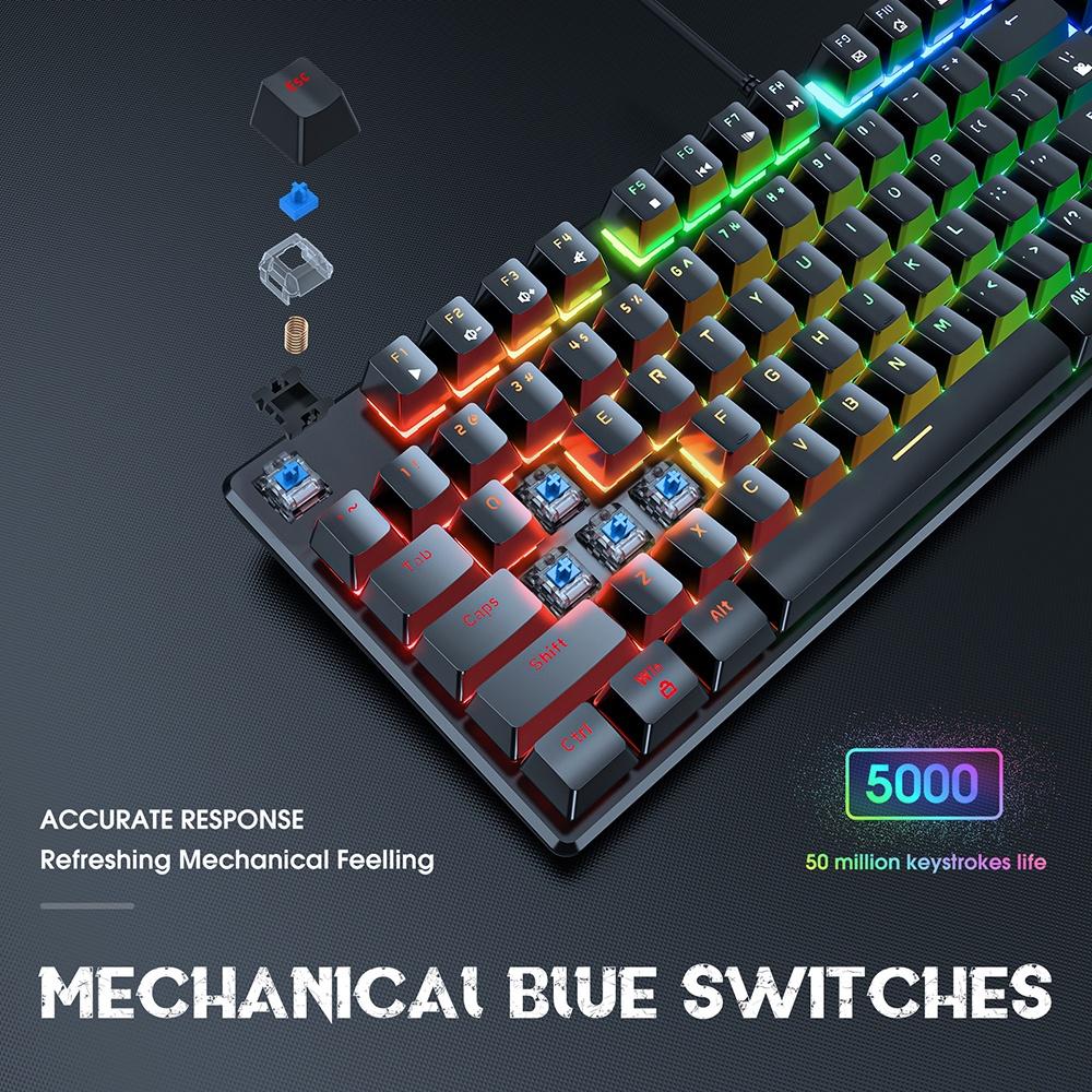 Bàn phím chơi game cơ học có dây G27 màu đen với đèn RGB