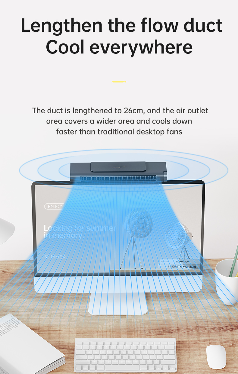 Đèn treo màn hình 3 tông màu điều chỉnh độ sáng kiêm quạt làm mát Portable Air Conditioner 2000mAh