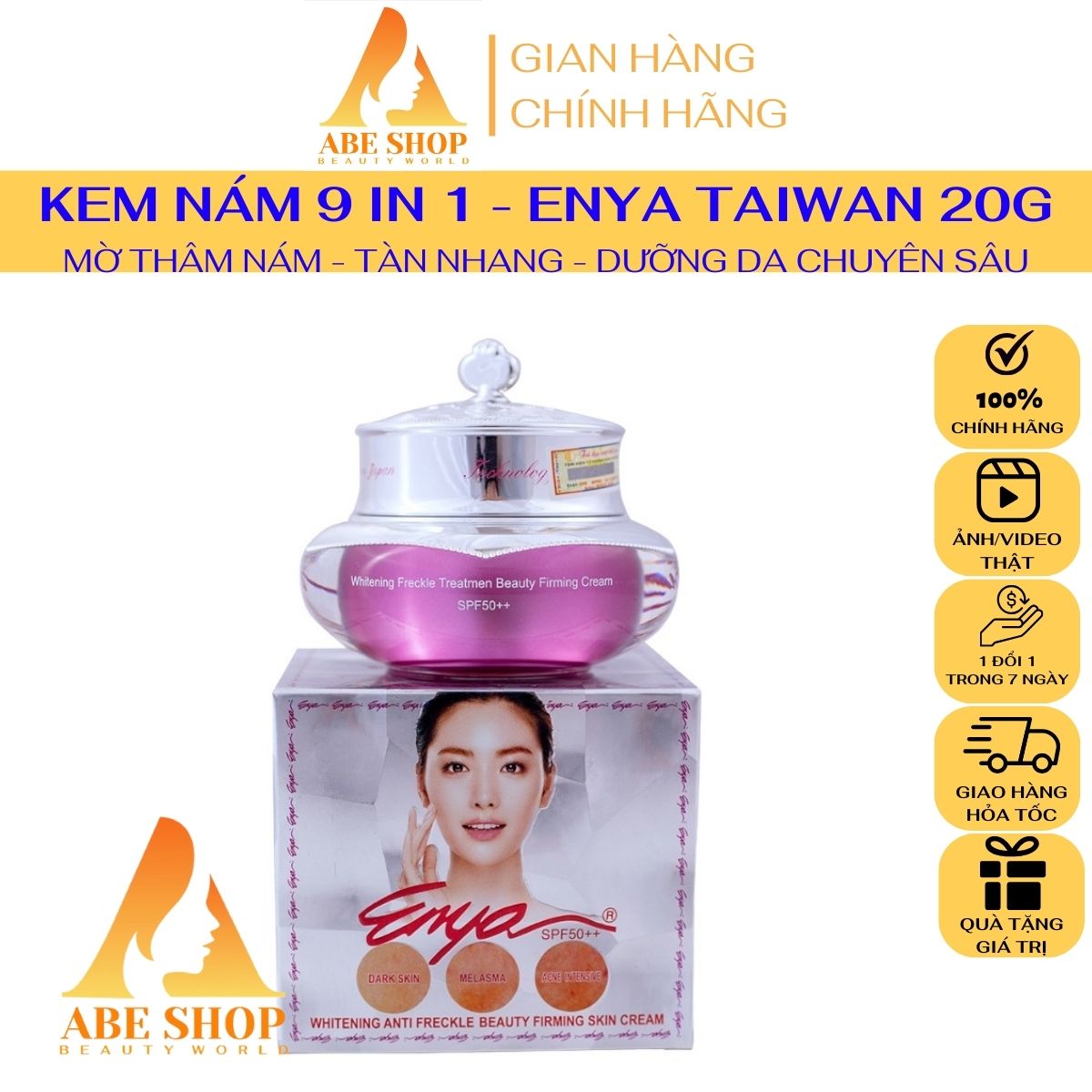 Kem Enya Nám Chuyên Sâu 9 In 1 - Enya Whitening Freckle Treatmen Beauty Firming Cream 20G