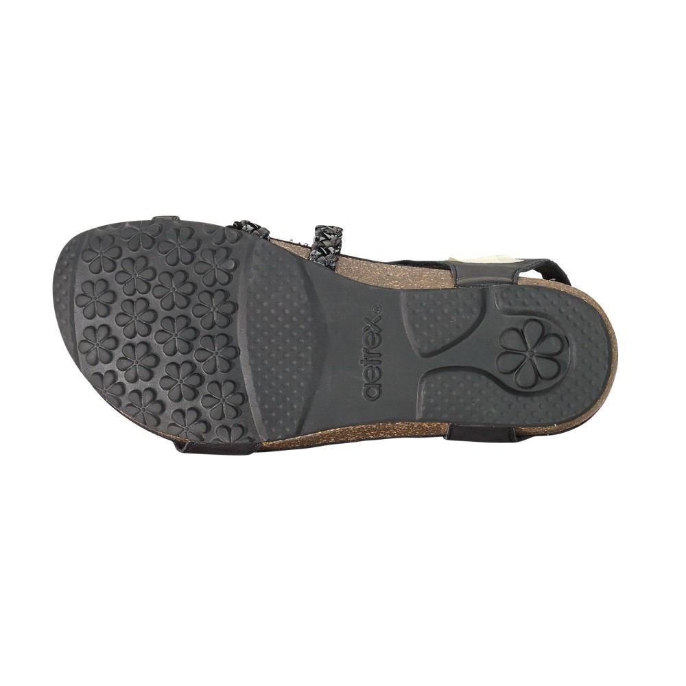 Sandal nữ sức khỏe Aetrex Jillian Black SC450 - giày đế đệm êm, mềm
