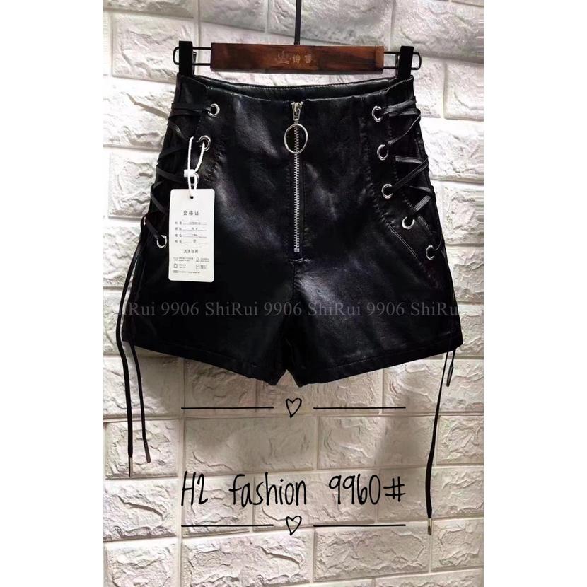 Quần Short Da Cạp Cao Đan Dây