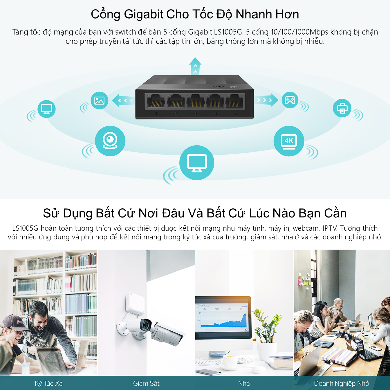 Thiết bị chuyển mạch Switch Để Bàn 5 Cổng TP-LINK LS1005G - Hàng chính hãng