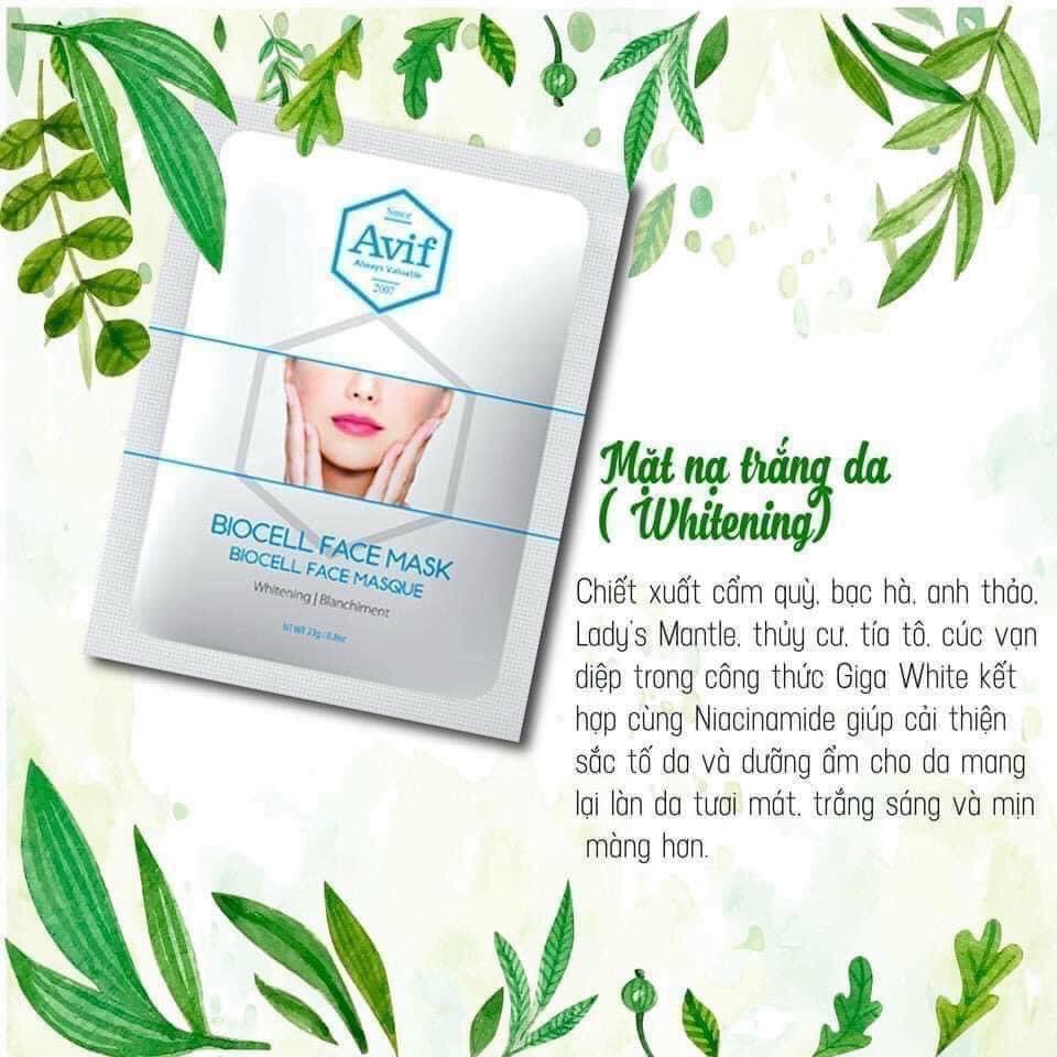 Combo 10 Mặt Nạ Sinh Học Avif Biocell Brightening Face Mask Dưỡng Trắng Da Chuyên Sâu
