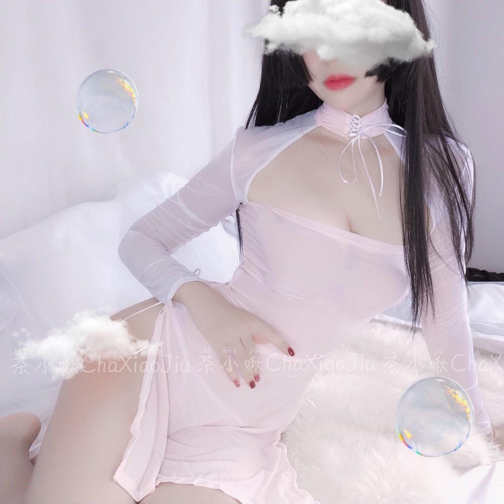 Váy ngủ sườn xám dài tay xẻ đùi sexy cosplay Thượng Hải CL249