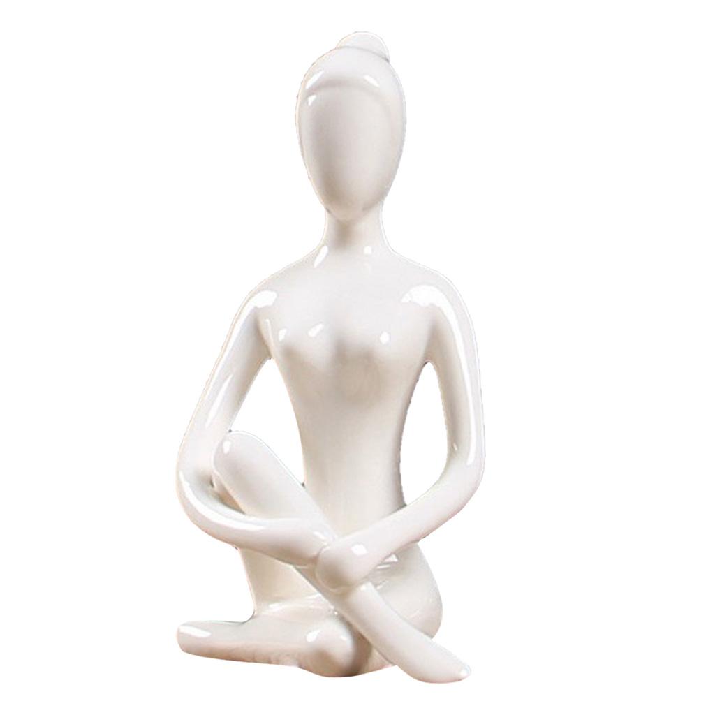 4x Ceramic Yoga Figure Ornament Statue Sculpture for  Desk Decor