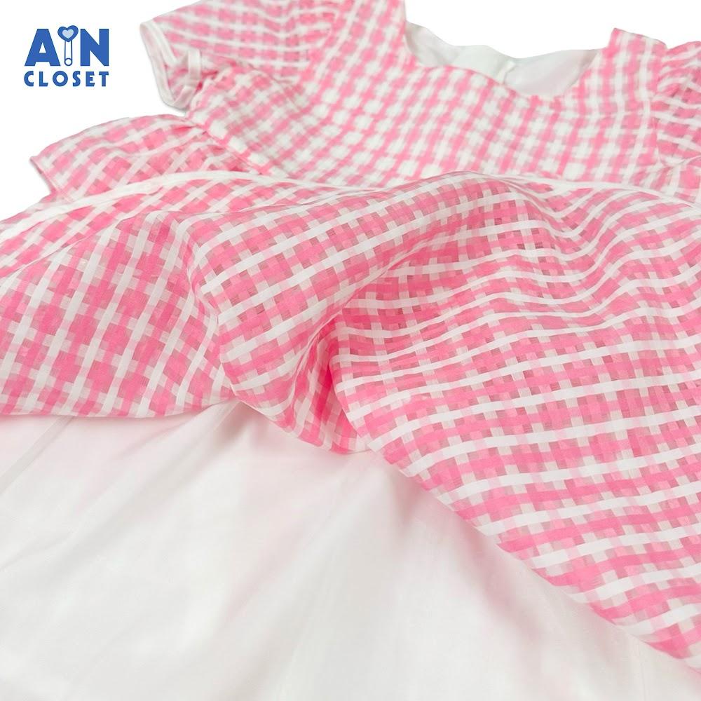 Đầm công chúa bé gái họa tiết Caro Hồng organza - AICDBGKOLTEV - AIN Closet