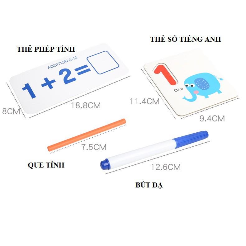 Đồ Chơi Toán Học I Love Mathematics KB216018, Thẻ Học Toán Cho Bé Thông Minh Kèm Que Tính và Số