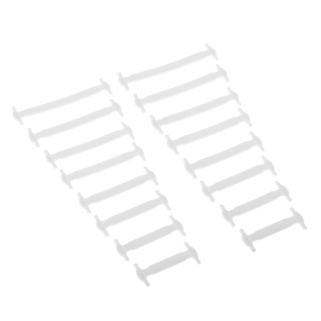 2x16 Pieces Elastic Silicone Shoelaces No Tie Shoe Laces Unisex White