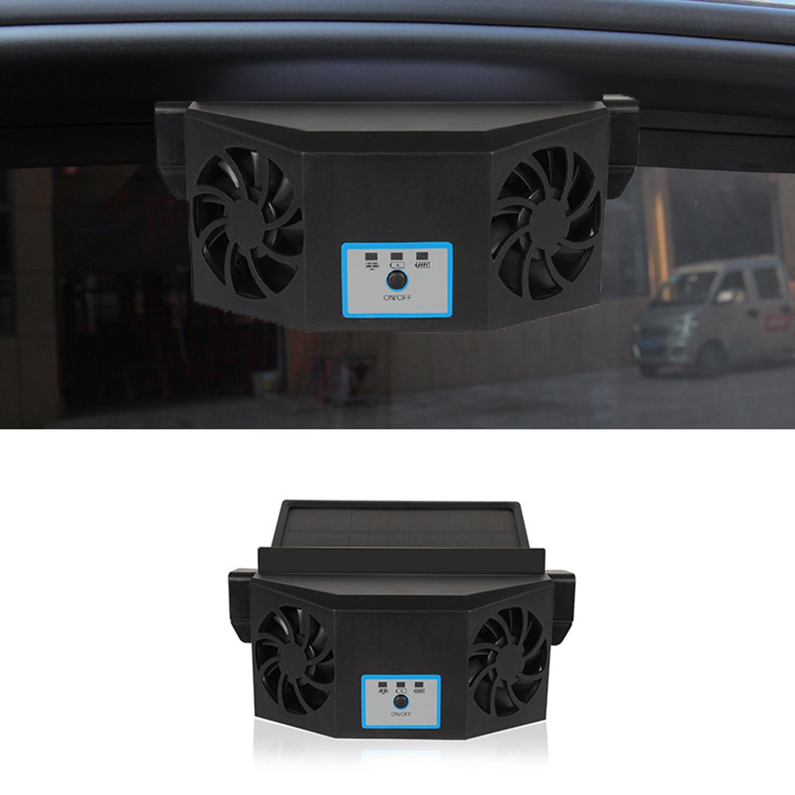 Car Exhaust Fan Solar/USB Dual Charging Auto Air Vent Cooling Fan