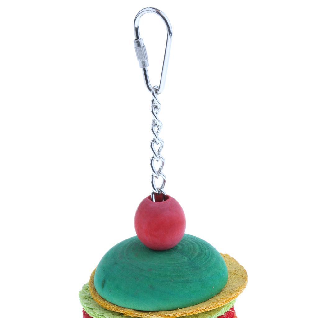 Wooden Loofah Handwork Toy Cockatiel Hanging Swing Cage Chew Trainning Toy